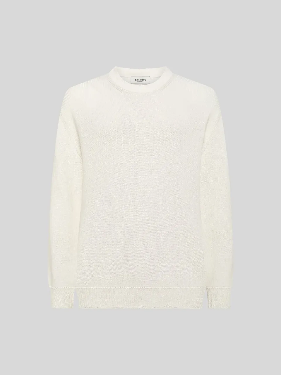 Laneus Crew Neck Sweater striktrøje isgrå bomuld