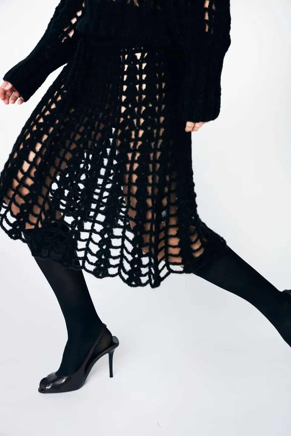DAWNXDARE Emma Crochet nederdel 199 Black hæklet sort