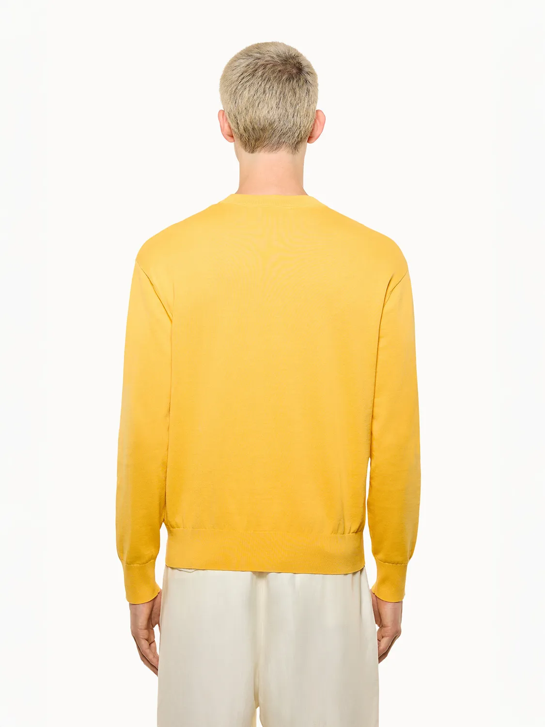 Laneus Cotton Crew striktrøje saffron bomuld
