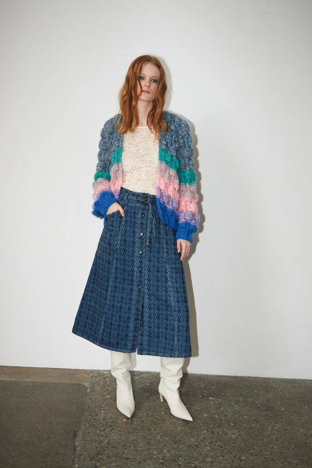 DAWNXDARE Arena Rainbow 930 cardigan blå mohair