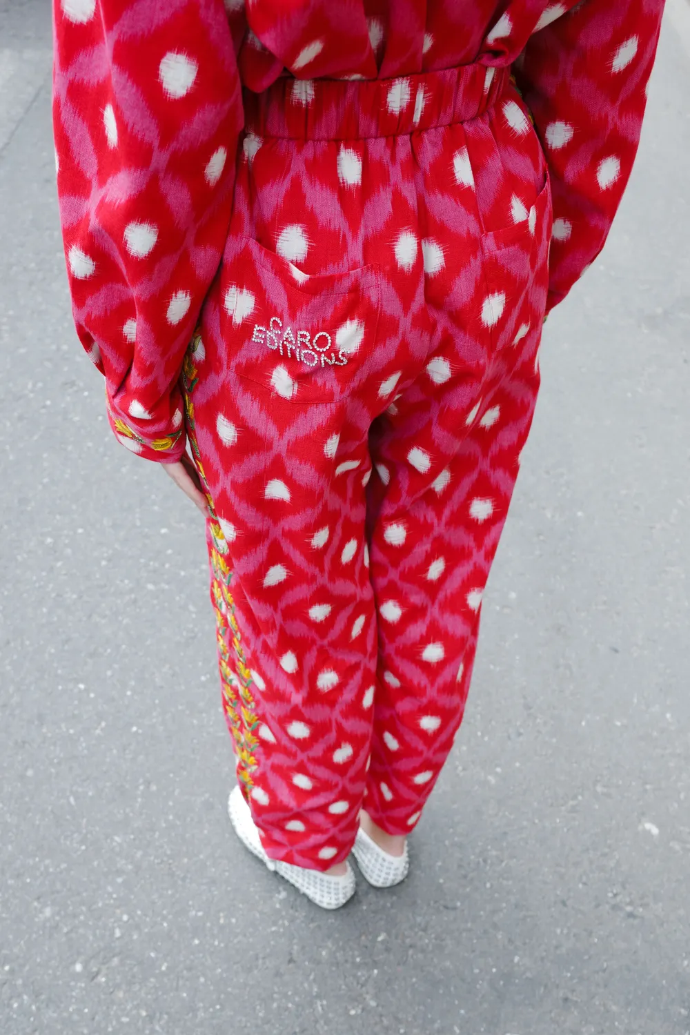 Caro Editions Coco Pants bukser rød ikat broderi