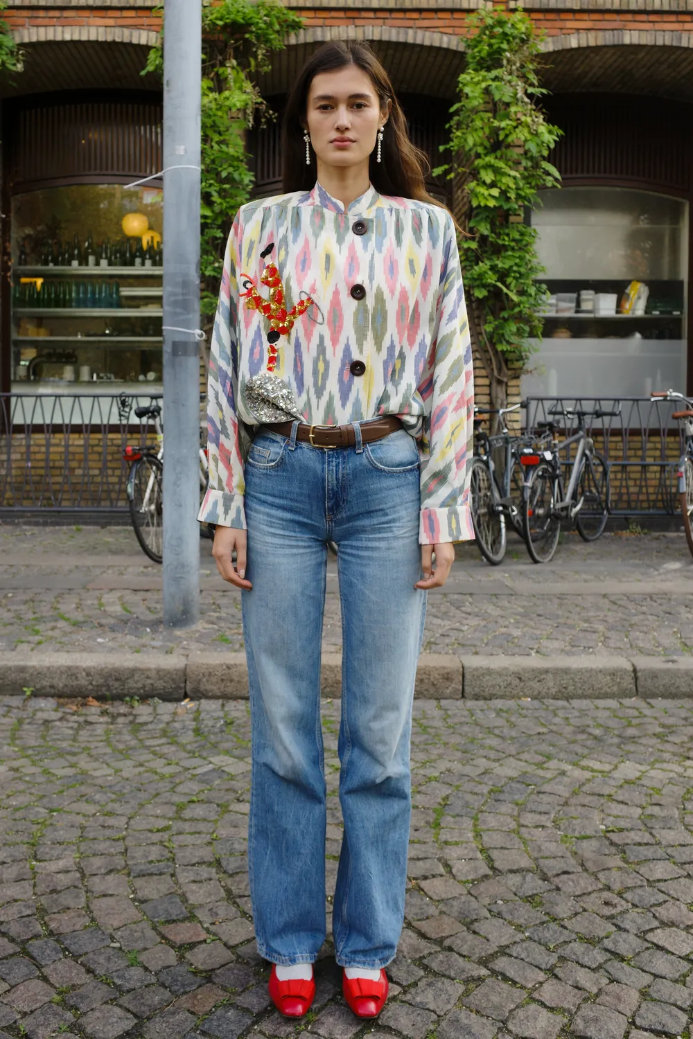 Caro Editions Susan skjortejakke Ikat Circus clown bomuld