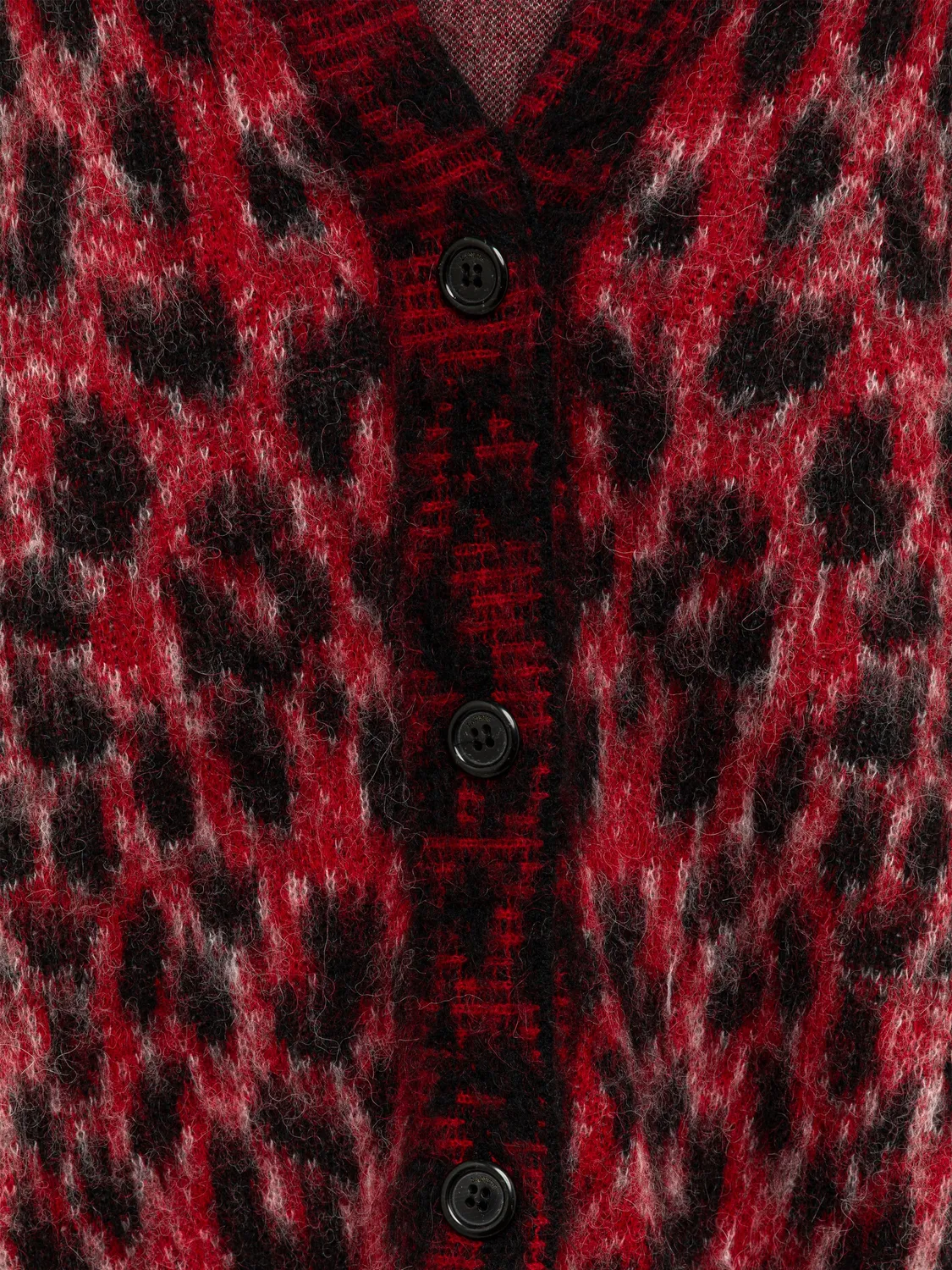 Laneus Brushed Spotted Knit Oversized Cardigan rød alpakamix