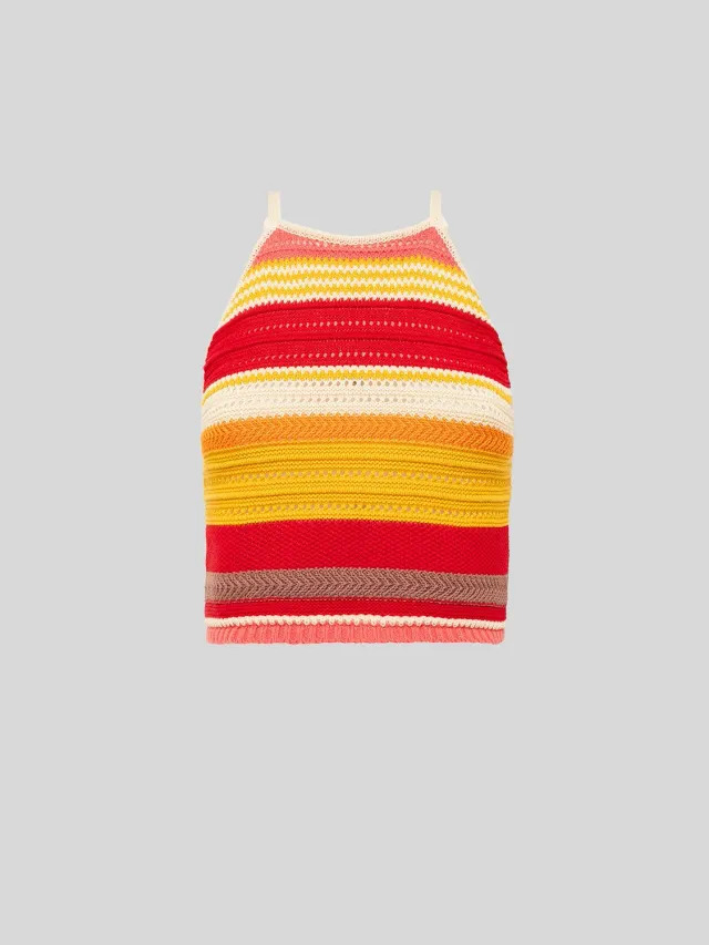 Laneus strik top bomuld pink-multicolor