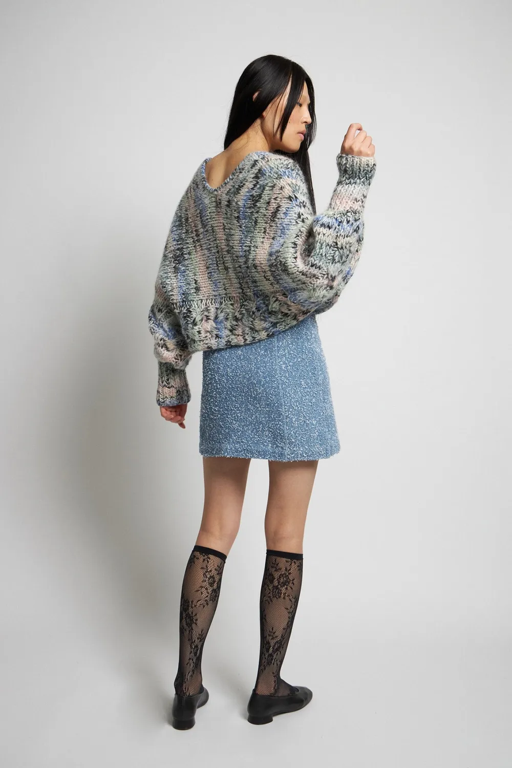 DAWNXDARE Cannes sweater striktrøje chalk multi V-hals