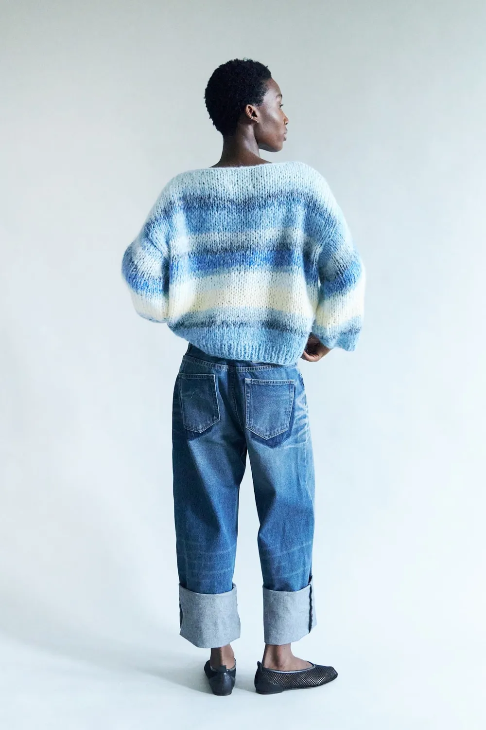 DAWNXDARE LOLA 630 pullover blue sea stribet mohair