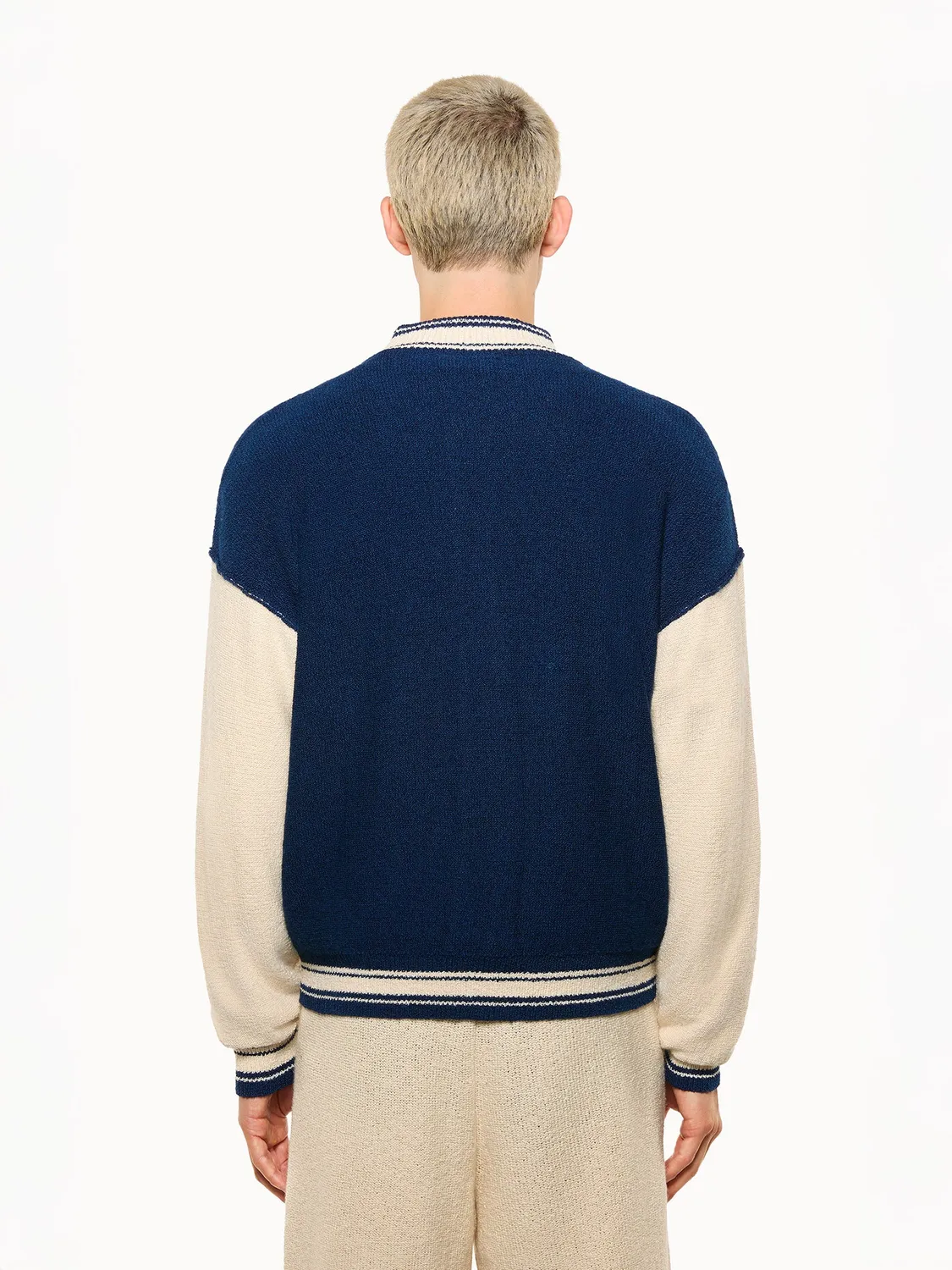Laneus Cashmere and Silk Knit Bomber bomberjakke blå