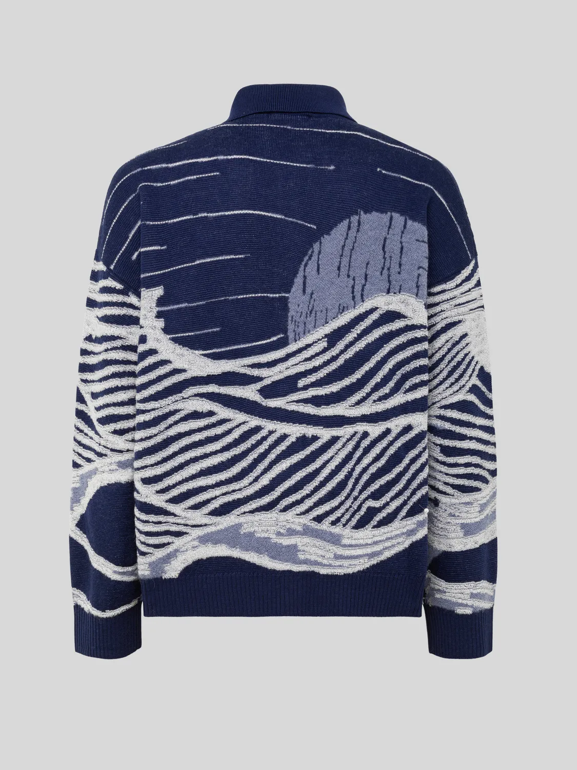 Laneus Boxy Jacquard cardigan blå uld