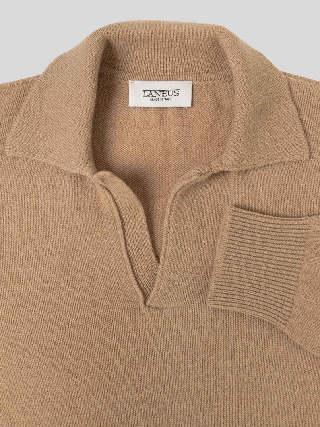 Laneus Wool Cashmere polo camel merino