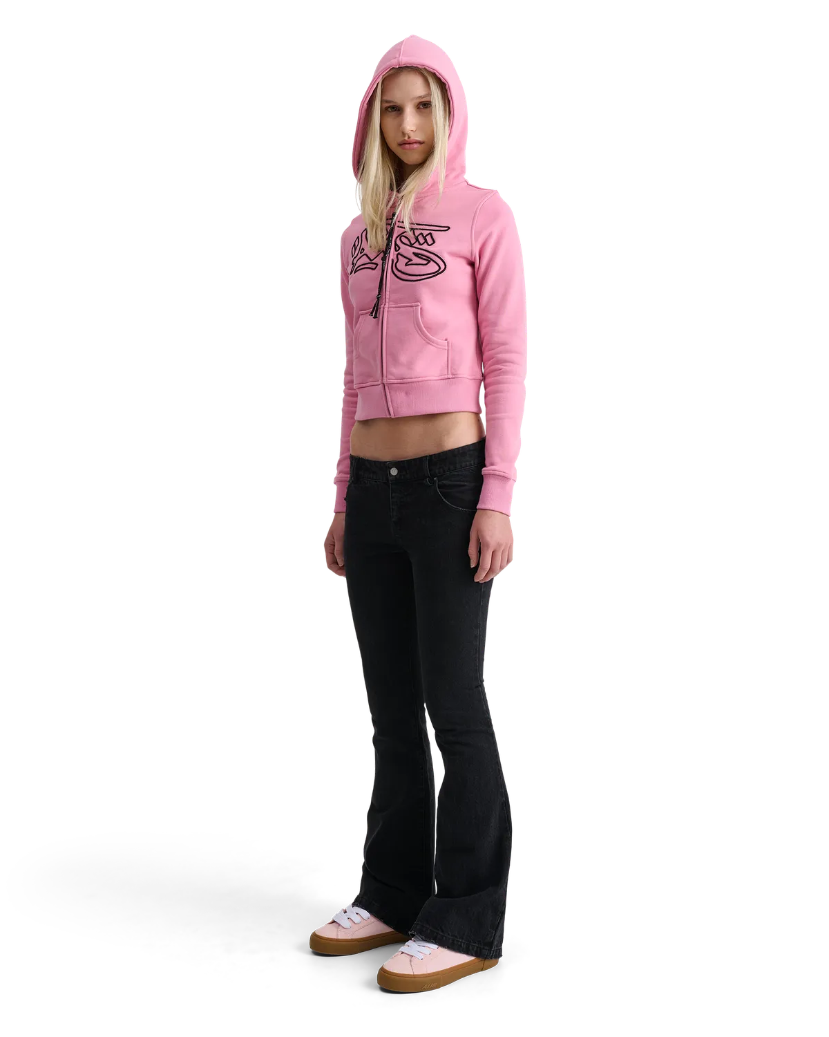 Alis Lauren hættetrøje pink cropped bomuld