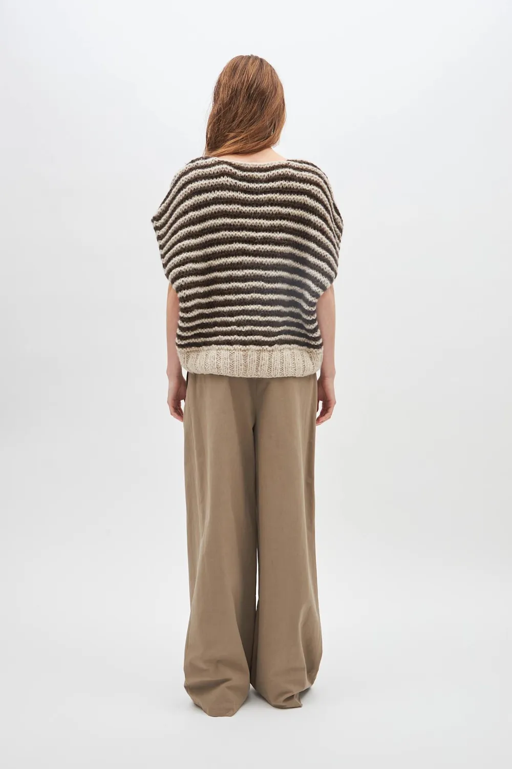 DAWNXDARE Capri Stripe vest 856 Mocca mohair