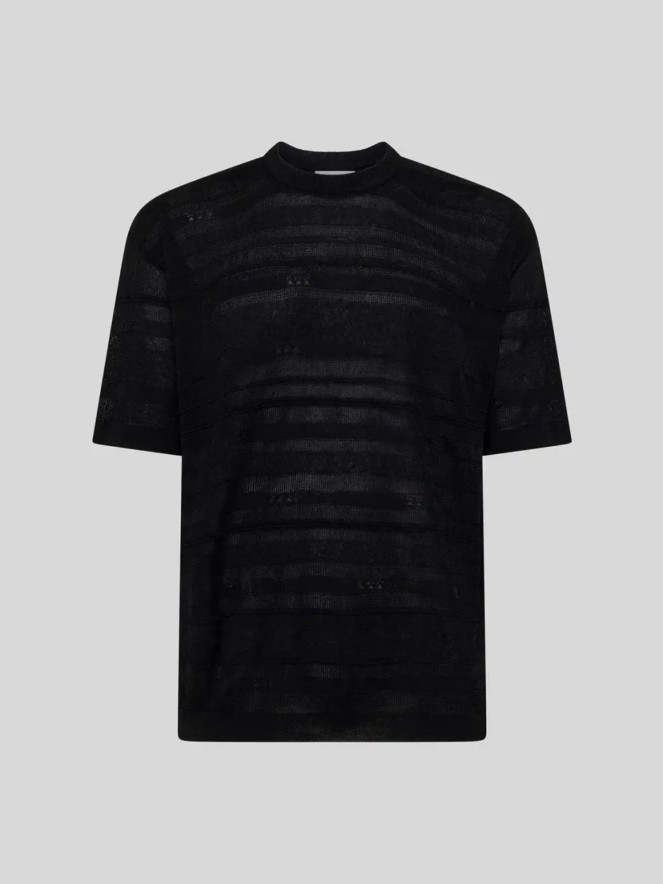 Laneus Lightweight Jacquard T-Shirt t-shirt sort viskose