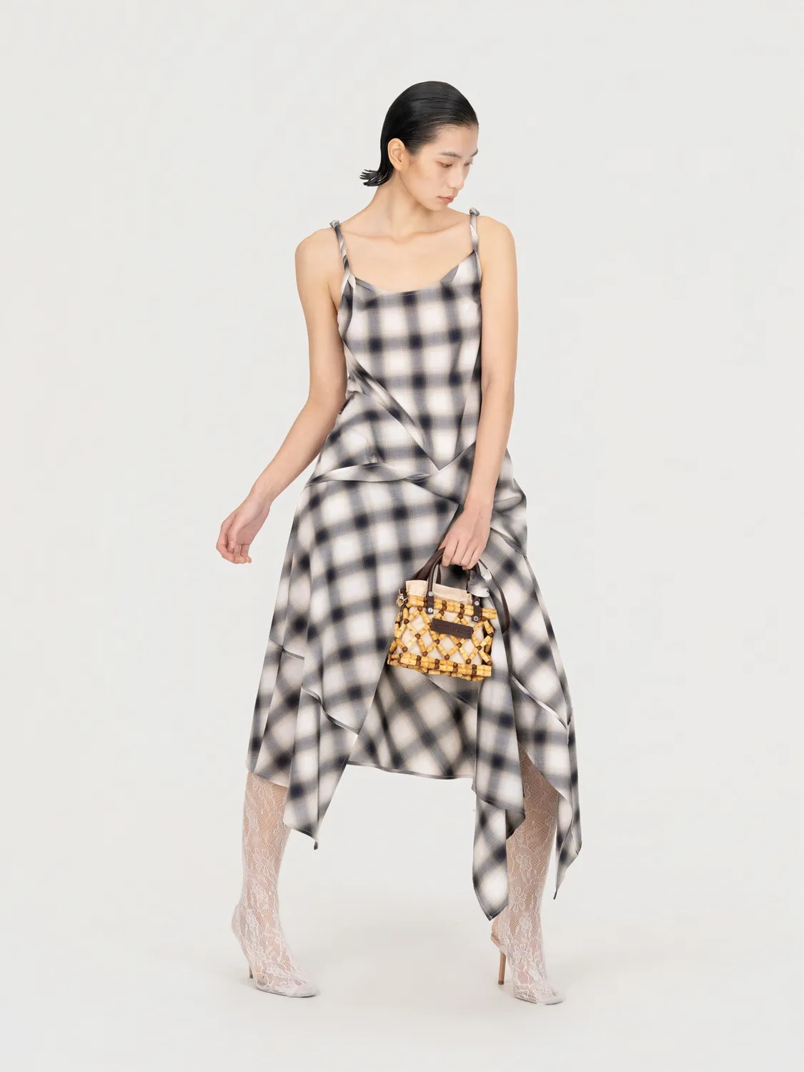 Feng Chen Wang Twisted Drape Dress ternet stropkjole