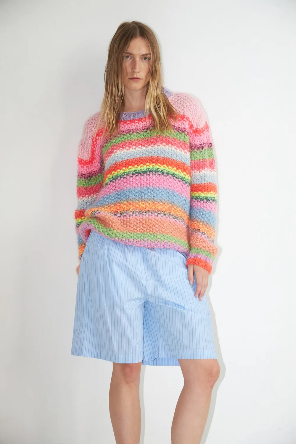 DAWN x DARE HALEY strikpullover multi stribet mohair