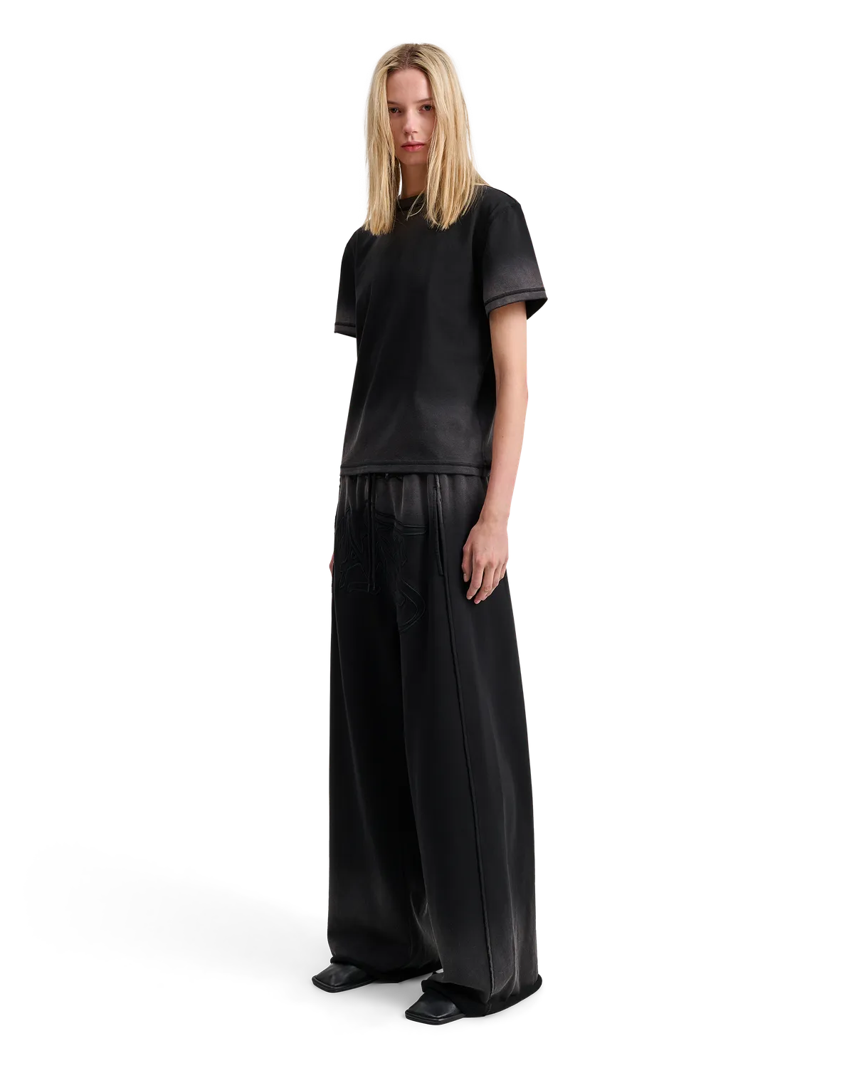 Alis Torey cropped t-shirt Faded Black print