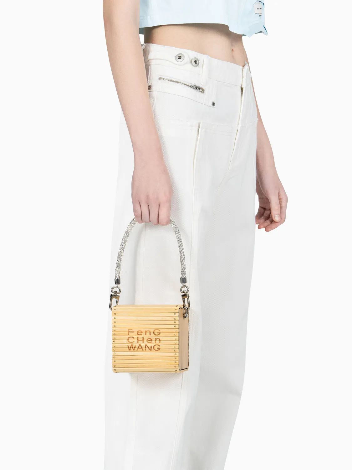 Feng Chen Wang Square Small Bamboo taske OS natur bambus