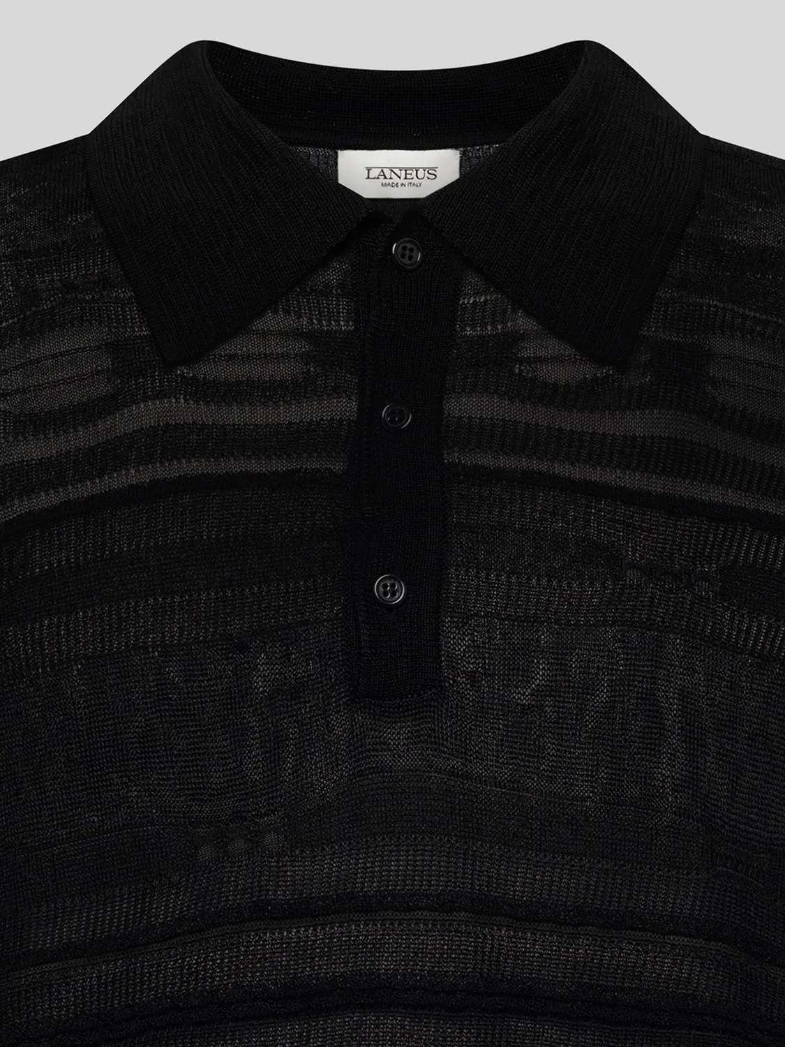 Laneus Jacquard polo sort viskose