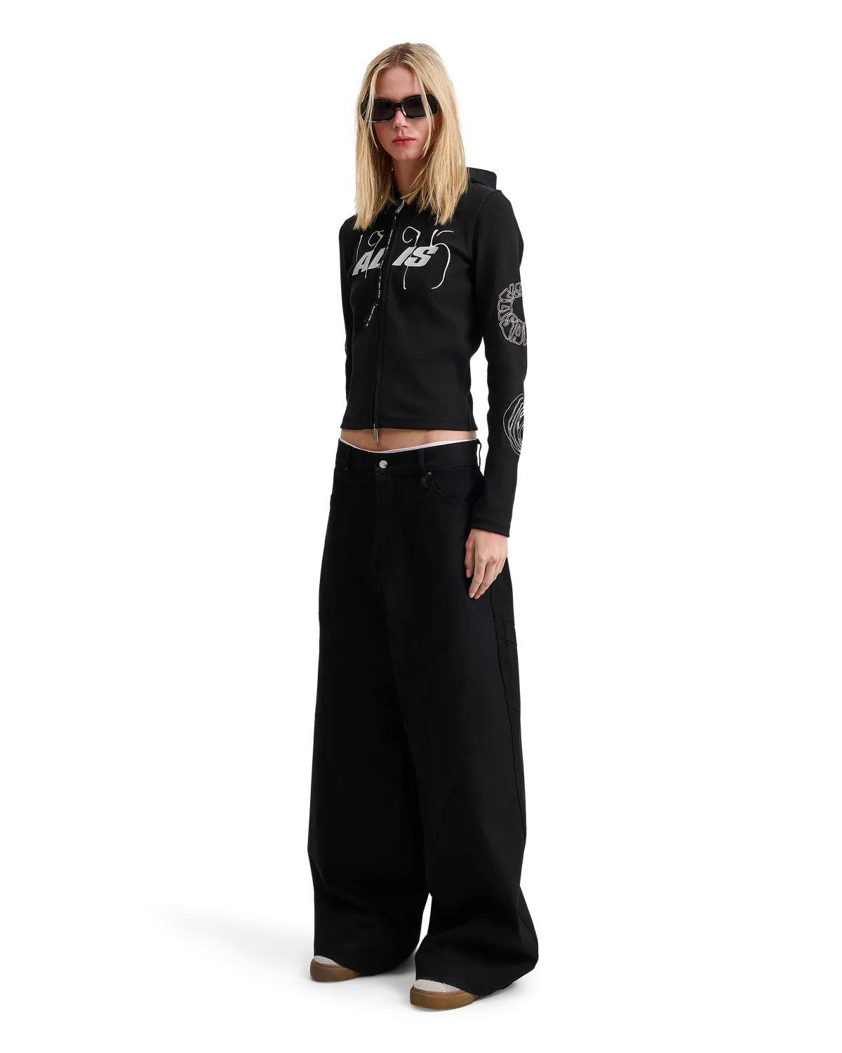 Alis Danie barrel jeans solid black bomuld