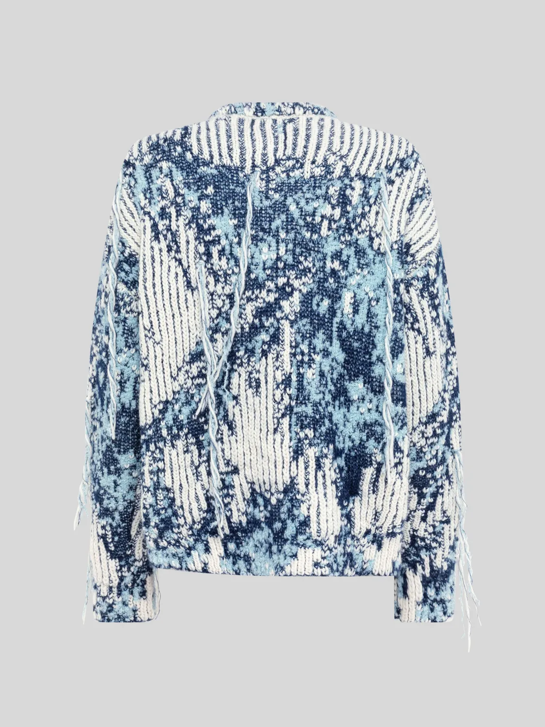 Laneus Jacquard strik blå uld alpaka oversize