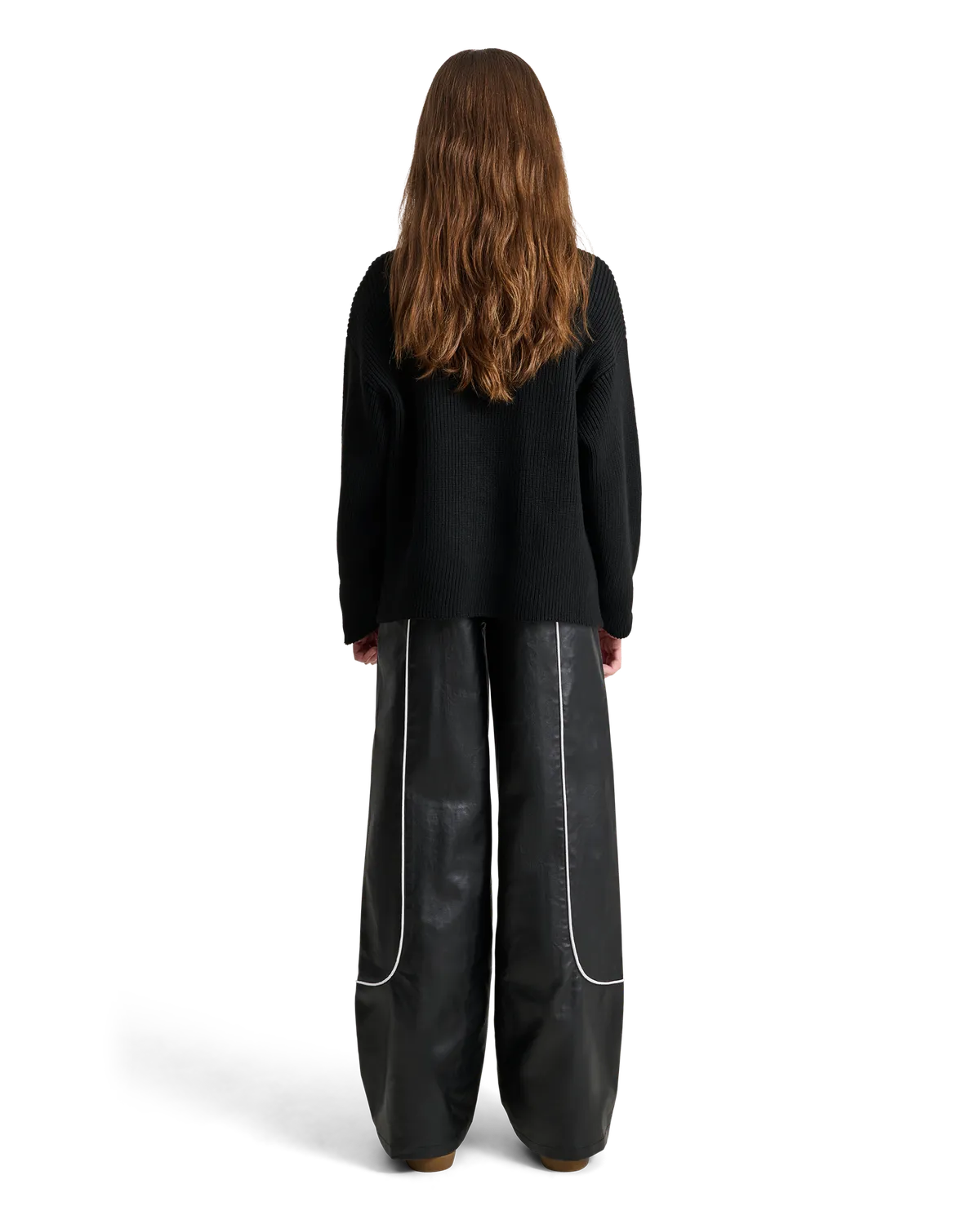 Alis Ledley striktrøje Solid Black ribbet polyester