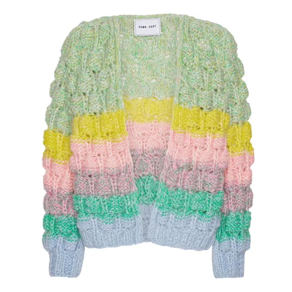 DAWNXDARE ARENA RAINBOW strikcardigan ice blue mohair
