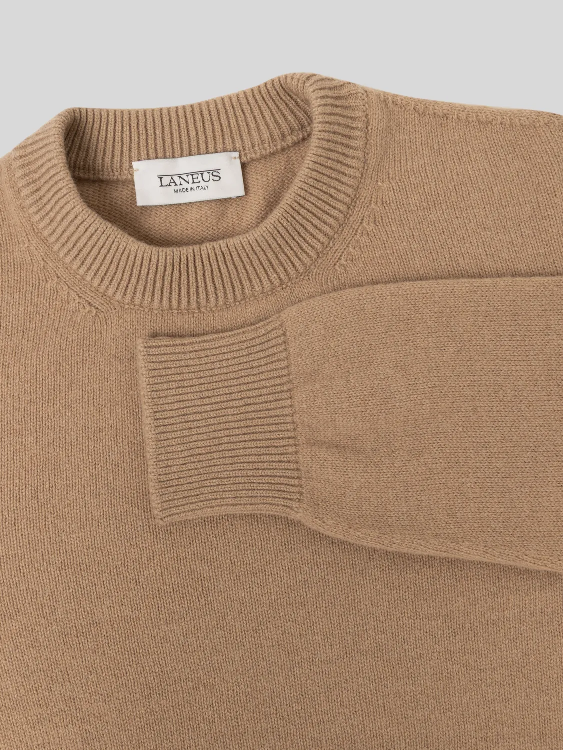 Laneus sweater uld cashmere camel herre
