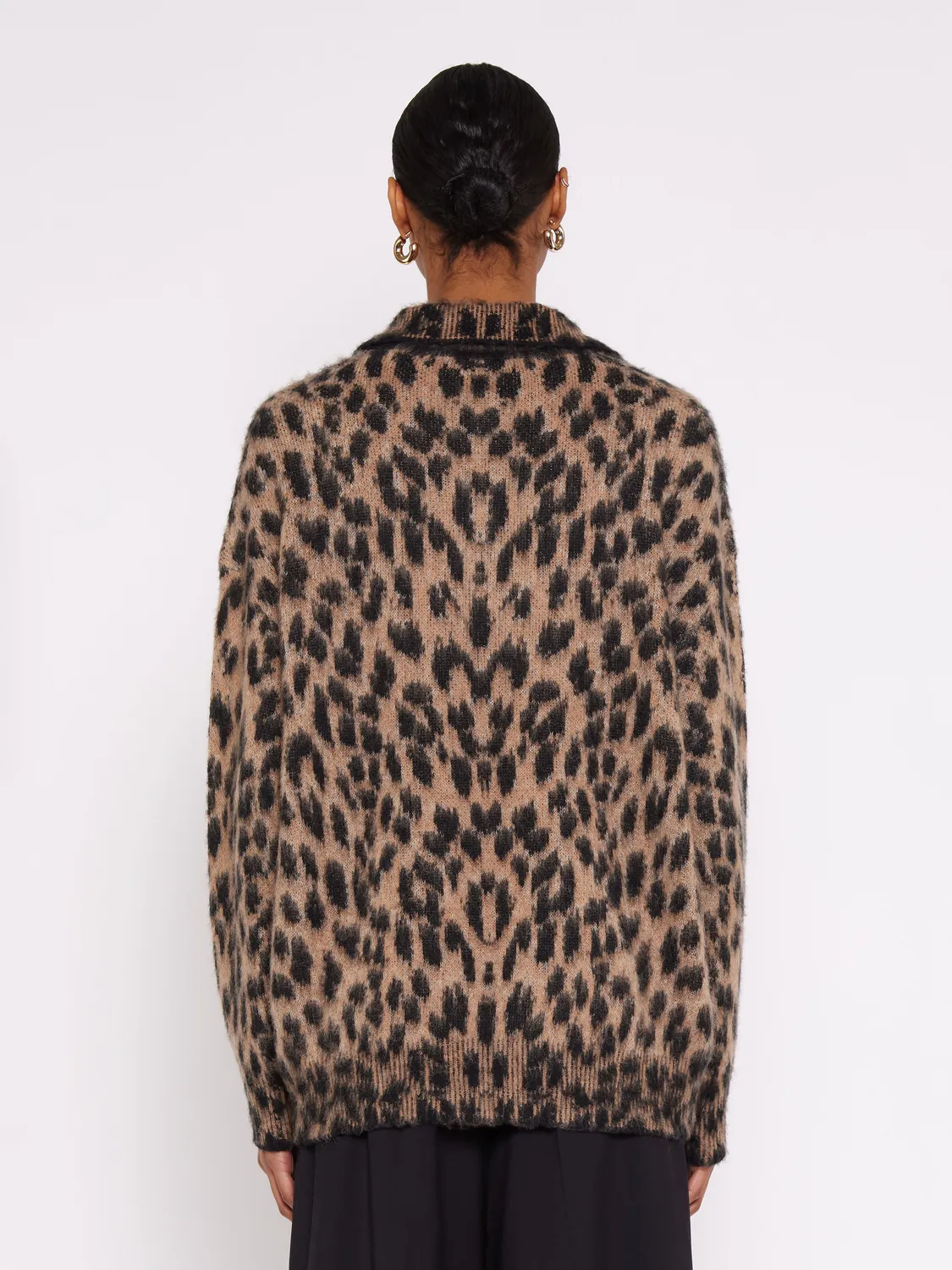 Laneus Brushed Spotted Knit Oversize Polo poloshirt natur alpakastrik