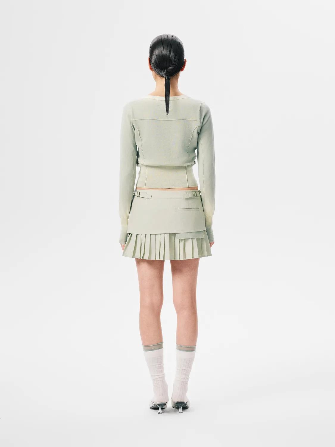 Feng Chen Wang plisseret nederdel celadon med shorts