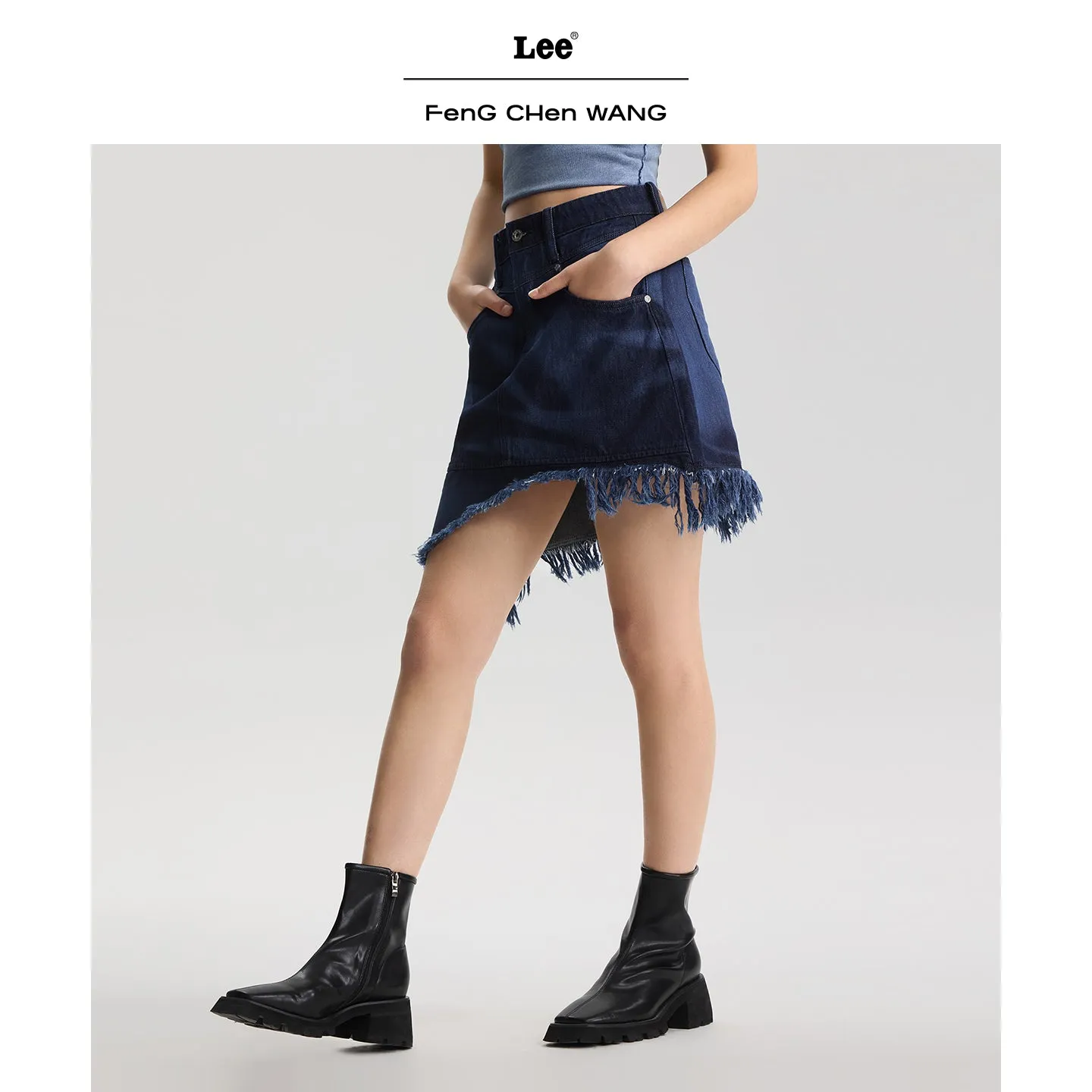 Lee x Feng Chen Wang Women denimnederdel mørk asymmetrisk