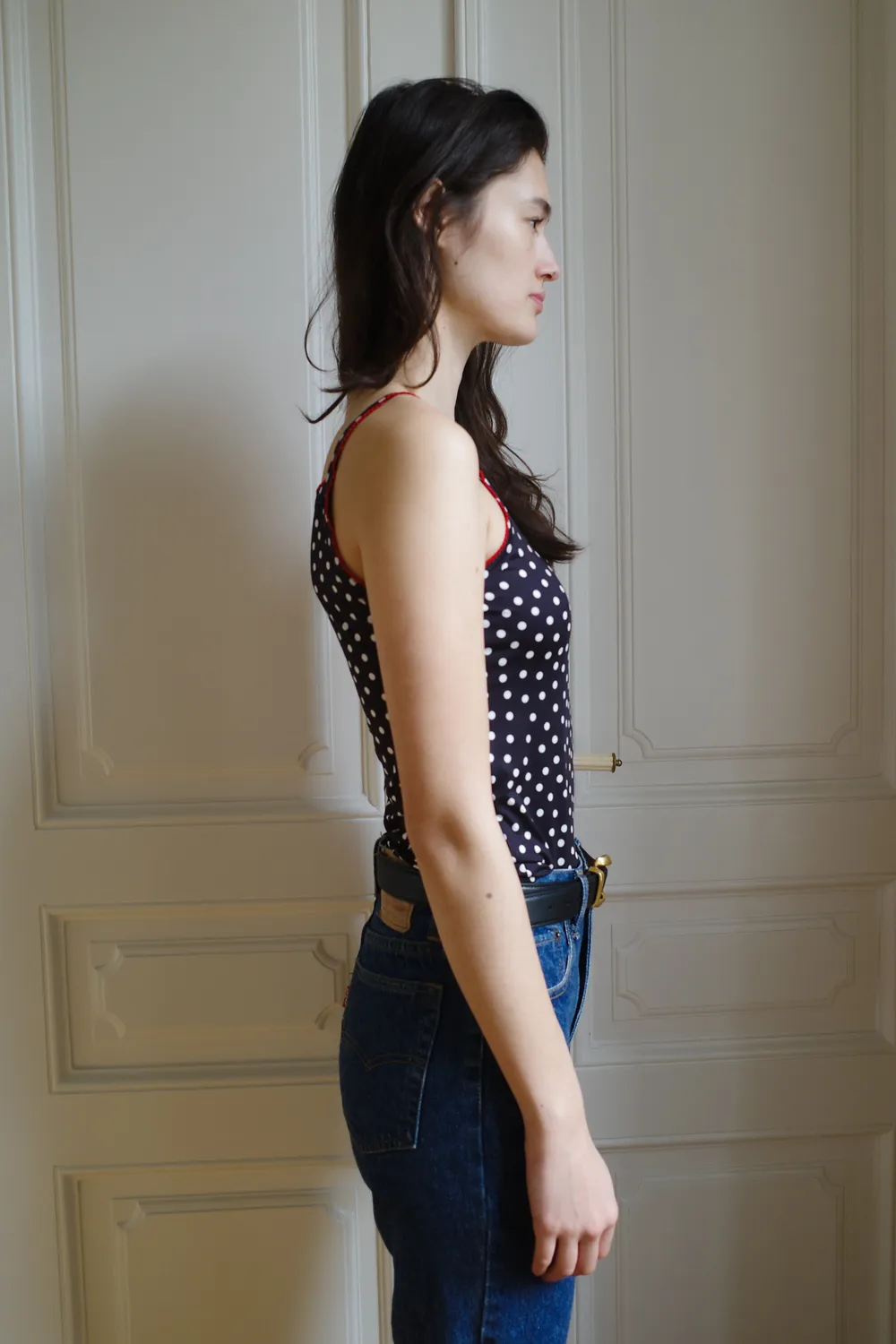 Caro Editions Tank Top jersey sort prikket elastan