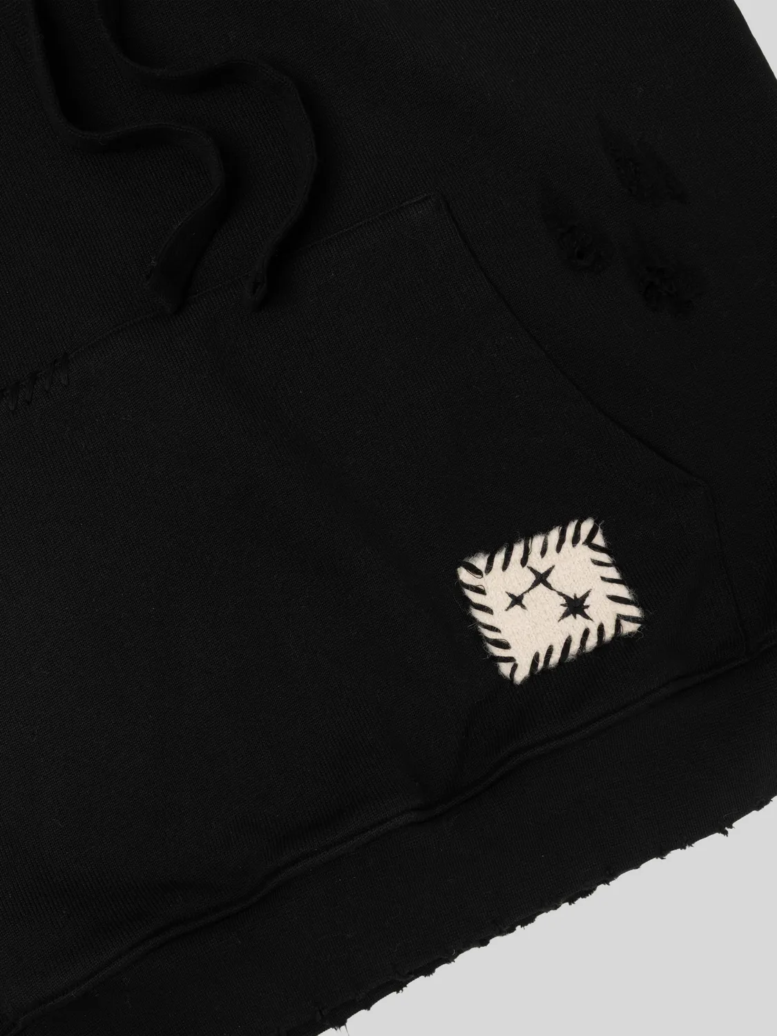 Laneus Destroyed hoodie sort bomuld boxy