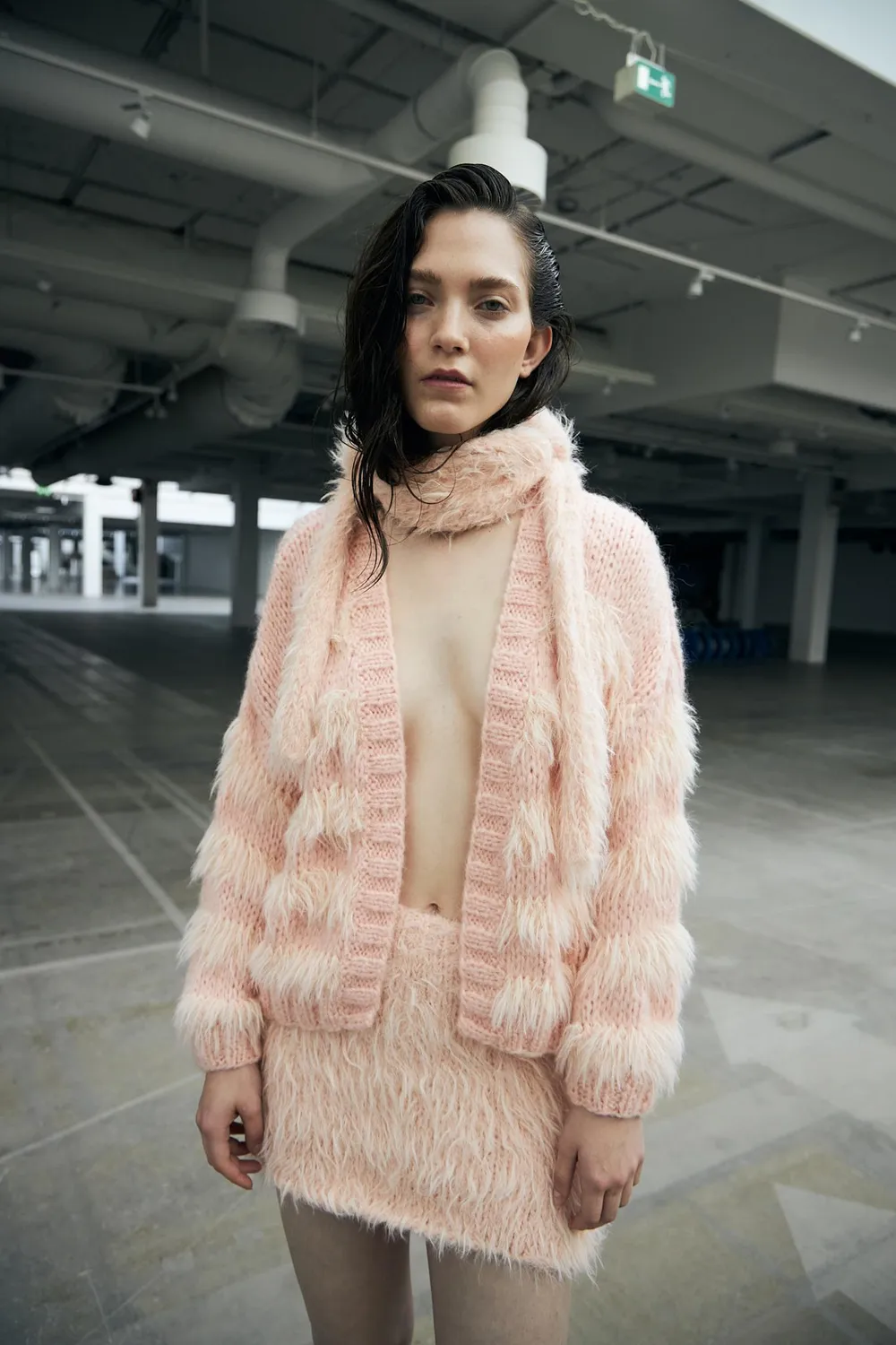 DAWNXDARE Balaclava strik hue baby pink mohair