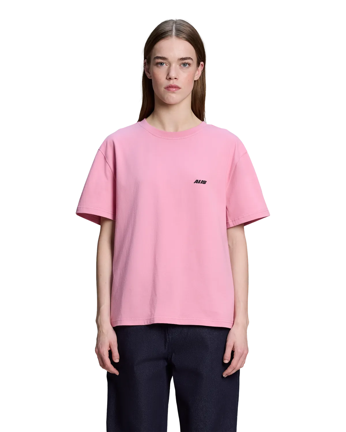 Alis Torey cropped t-shirt solid pink bomuld