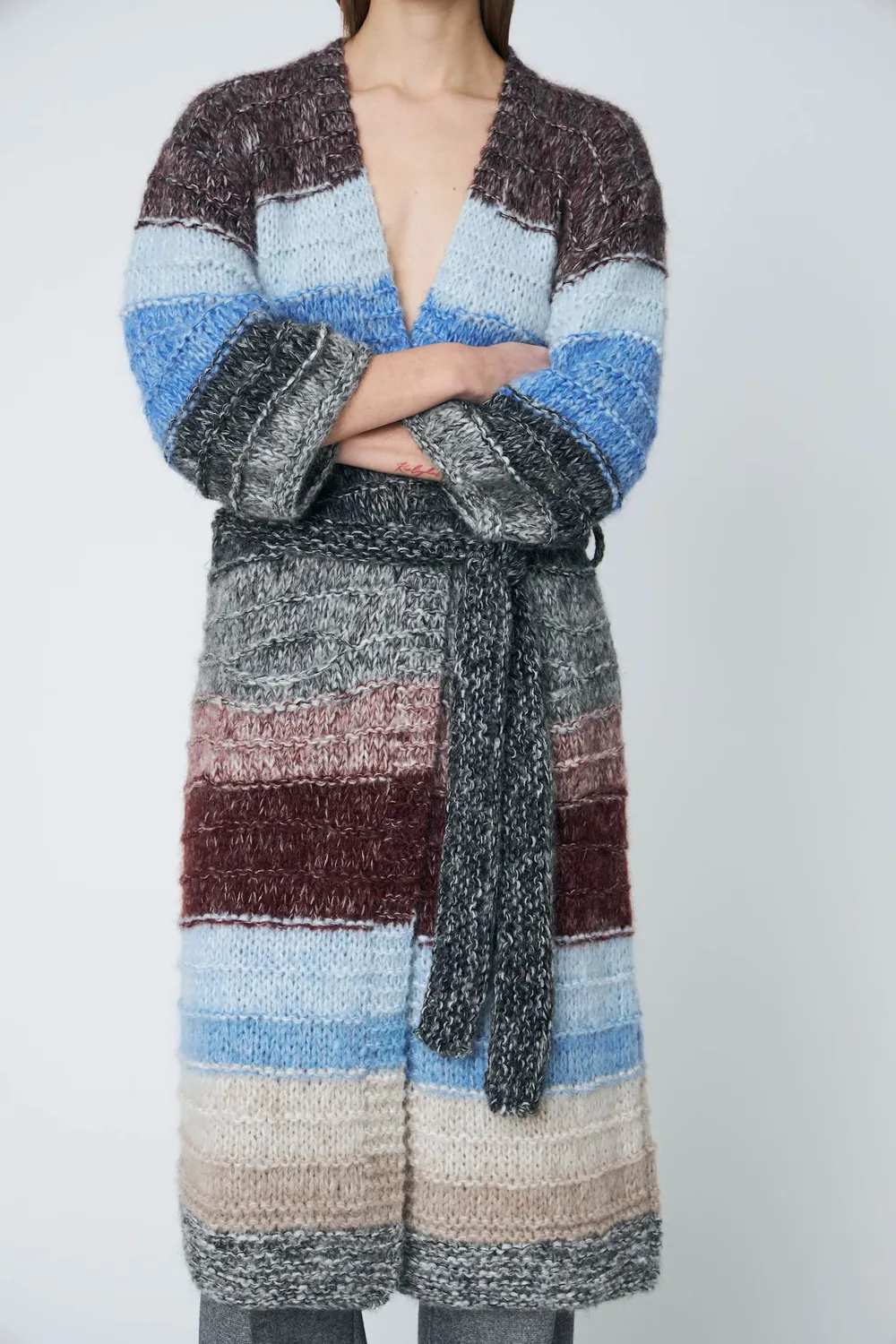 DAWN x DARE FLORENCE CARDIGAN lang midnight raisin bælte