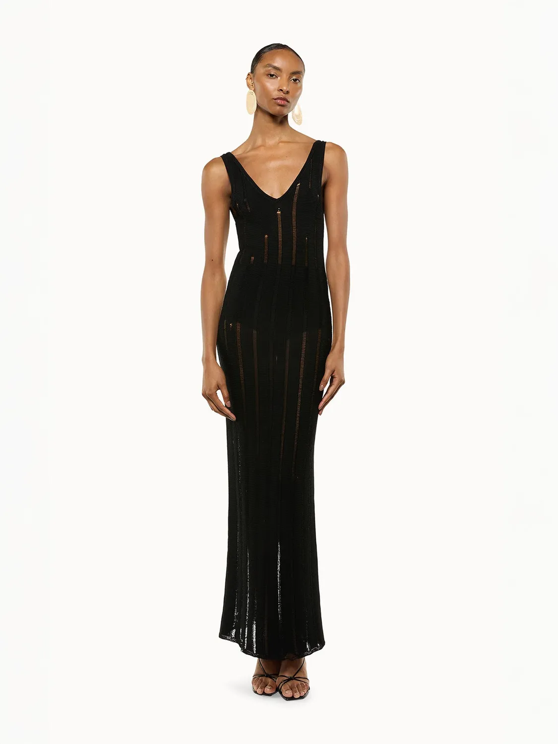 Laneus Destroyed Long Dress maxikjole sort bomuld