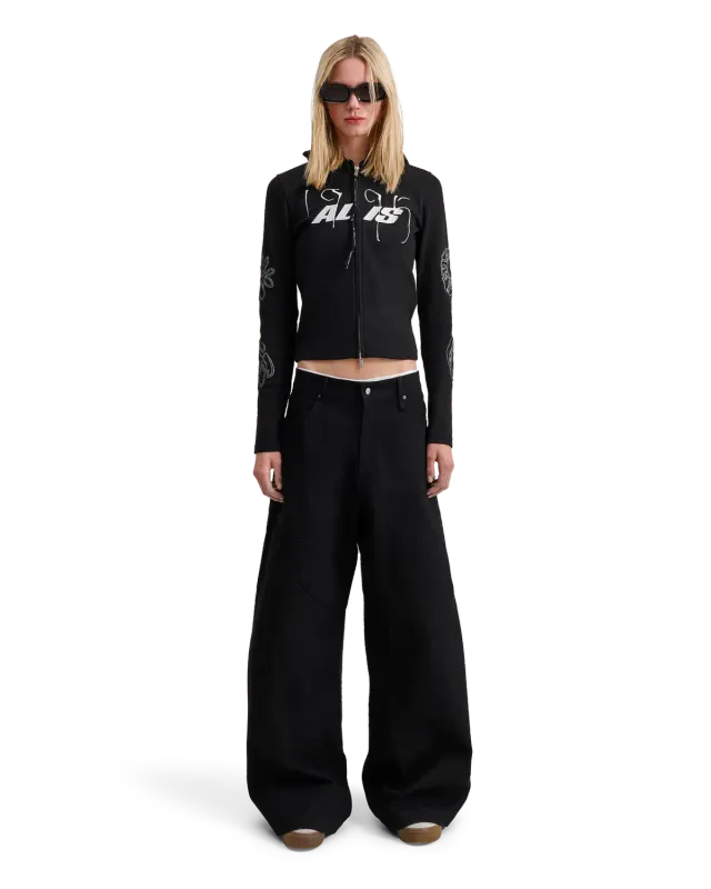Alis Danie barrel jeans solid black bomuld