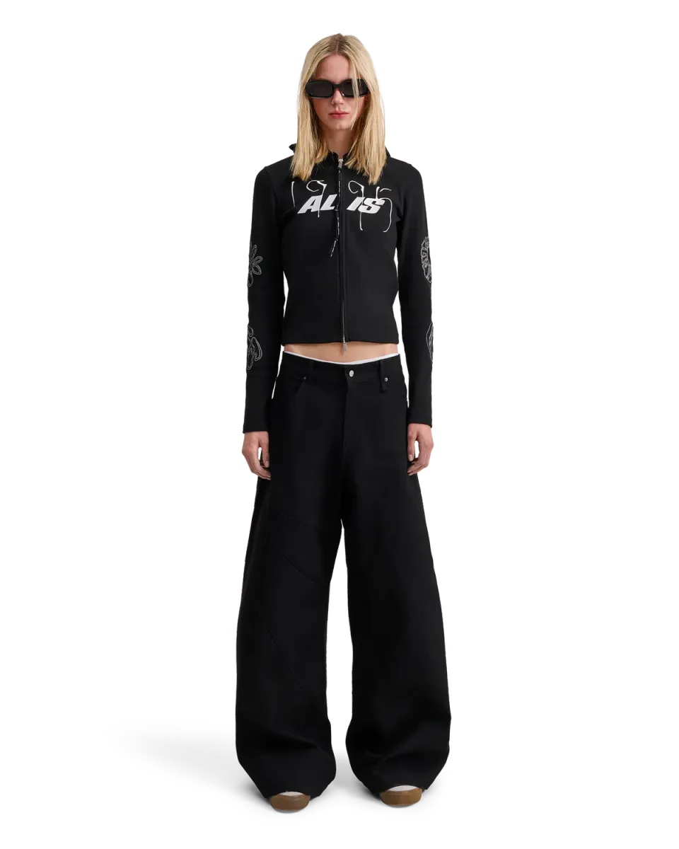 Alis Danie barrel jeans solid black bomuld