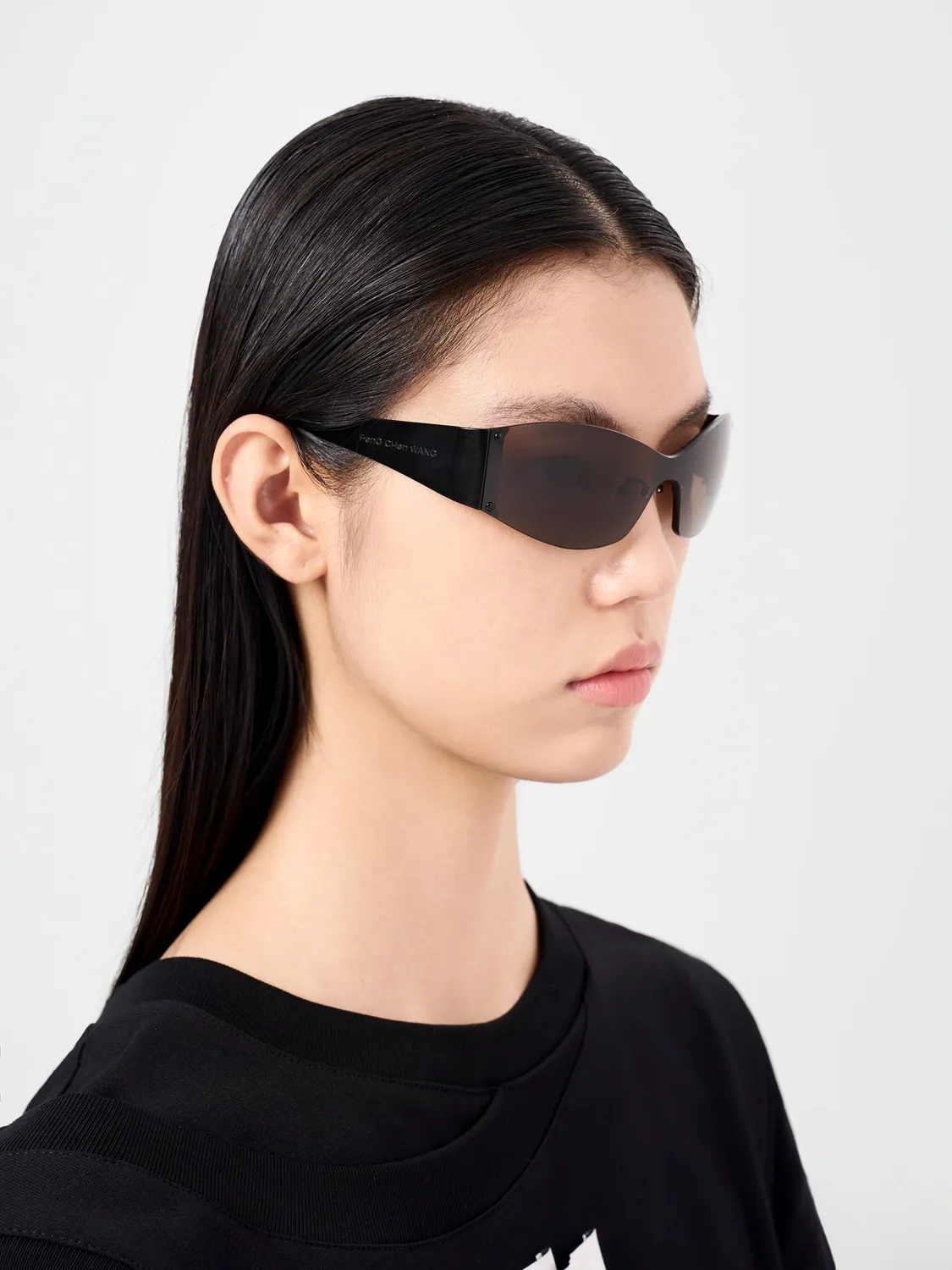 Feng Chen Wang Black Rimless solbriller OS brun