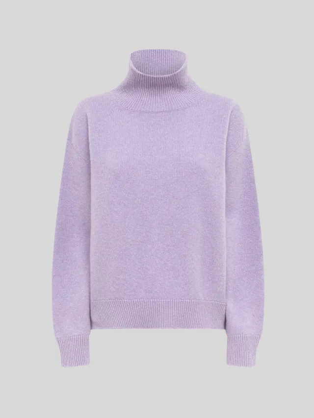 Laneus Boxy Turtleneck rullekrave wisteria uld