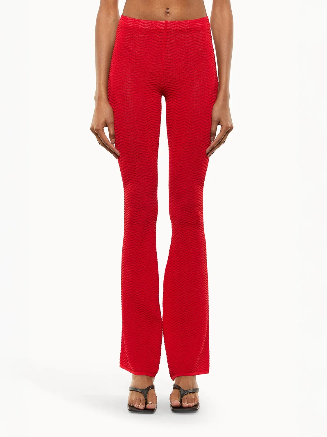 Laneus Knitted Leggings strikleggings rød flare viskose