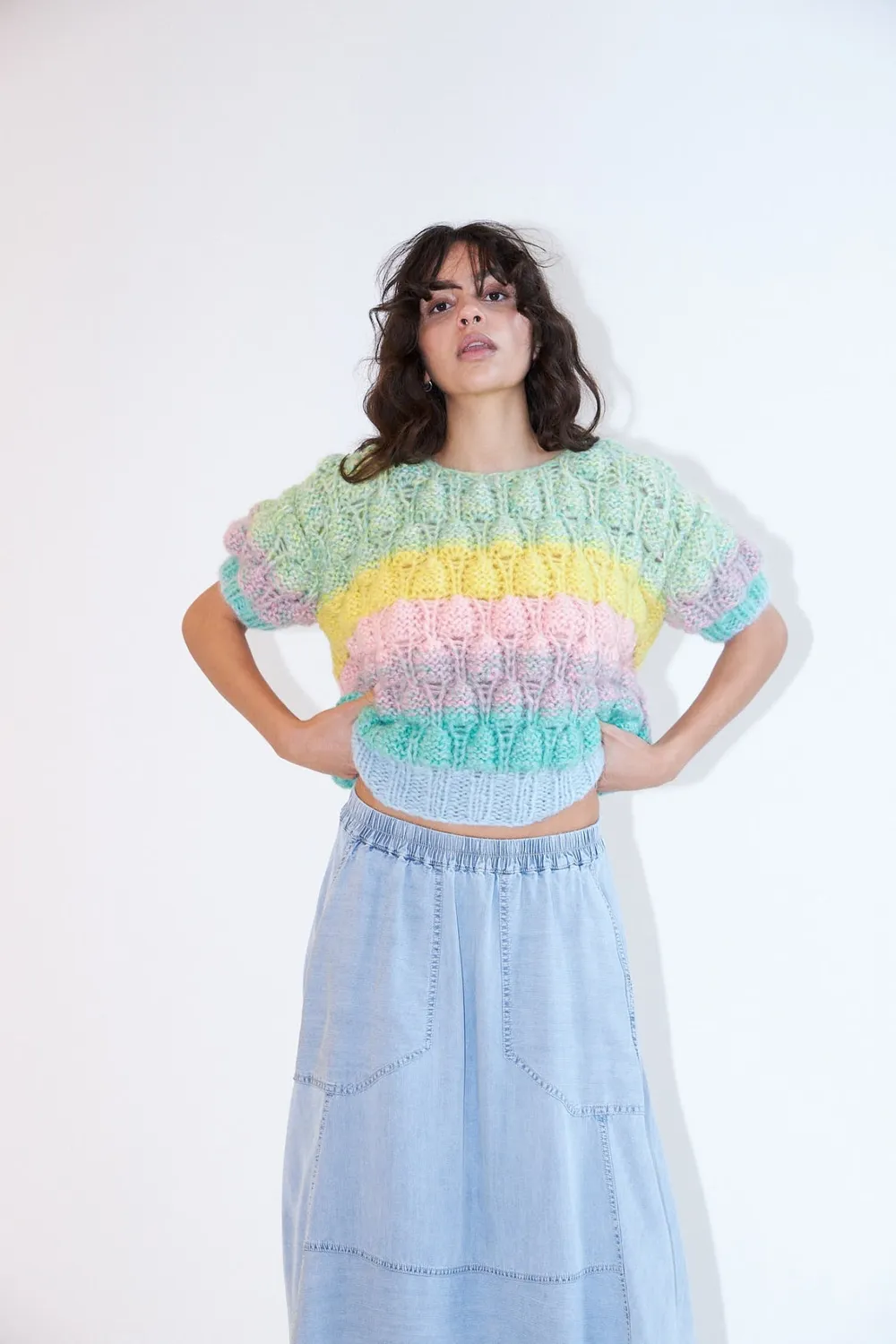DAWNxDARE Acacia Shade strik top 921 ice blue mohair