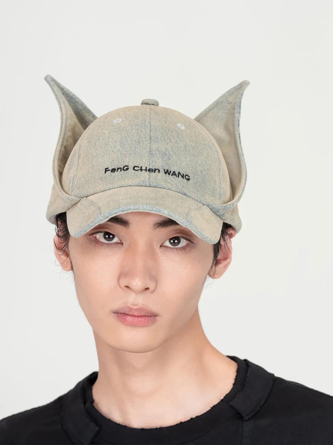 Feng Chen Wang Light-Wash Denim Cat-Ear kasket lyseblå OS