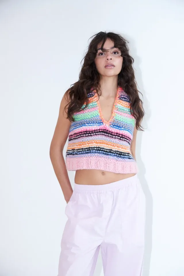 DAWN x DARE GINNY STRIPE strikvest 920 pink multi mohair