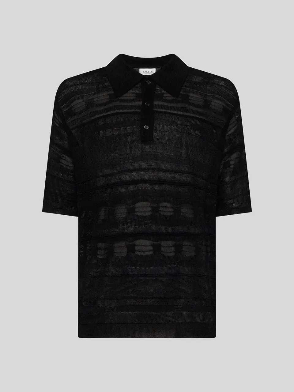 Laneus Jacquard polo sort viskose