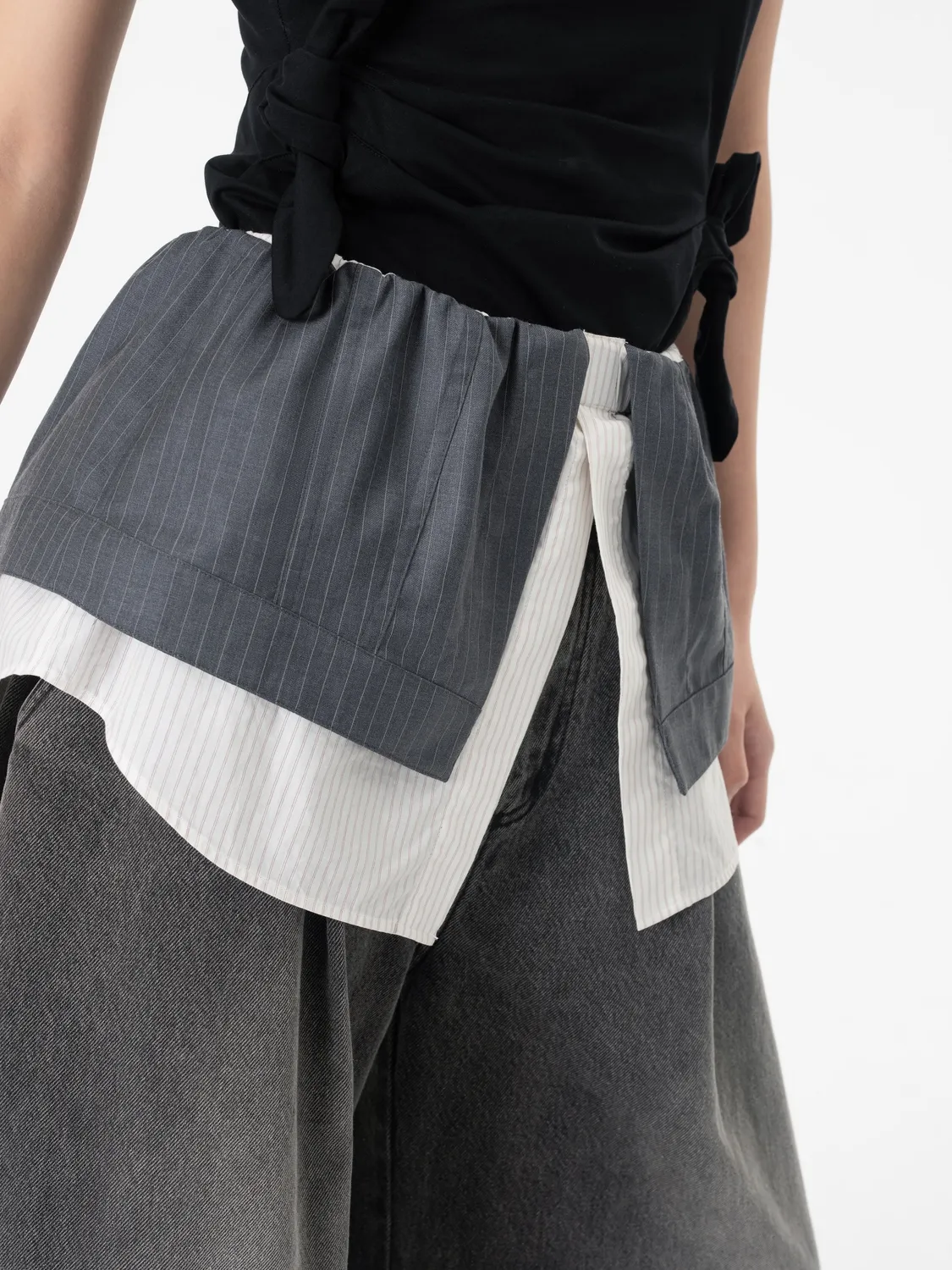 Feng Chen Wang 2-in-1 Deconstructed denimbukser grå