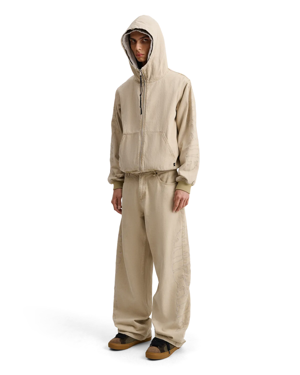 Alis Bam vide jeans faded sand broderi