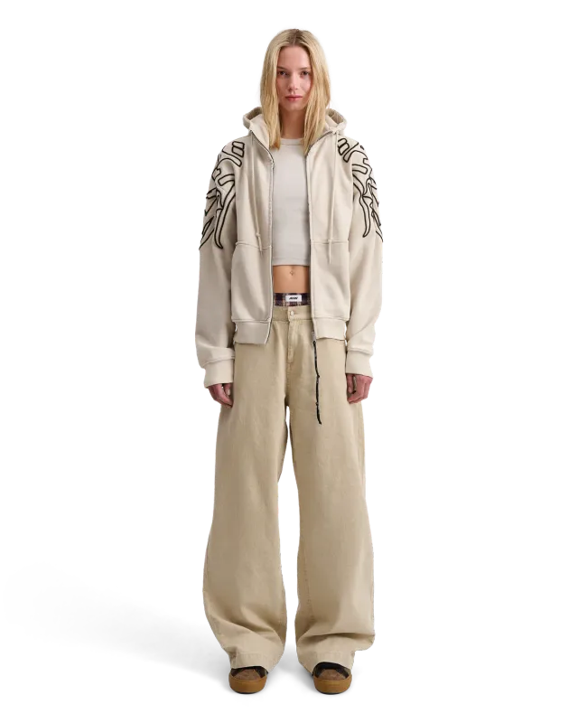 Alis Gyll Zip hoodie faded sand bomuld