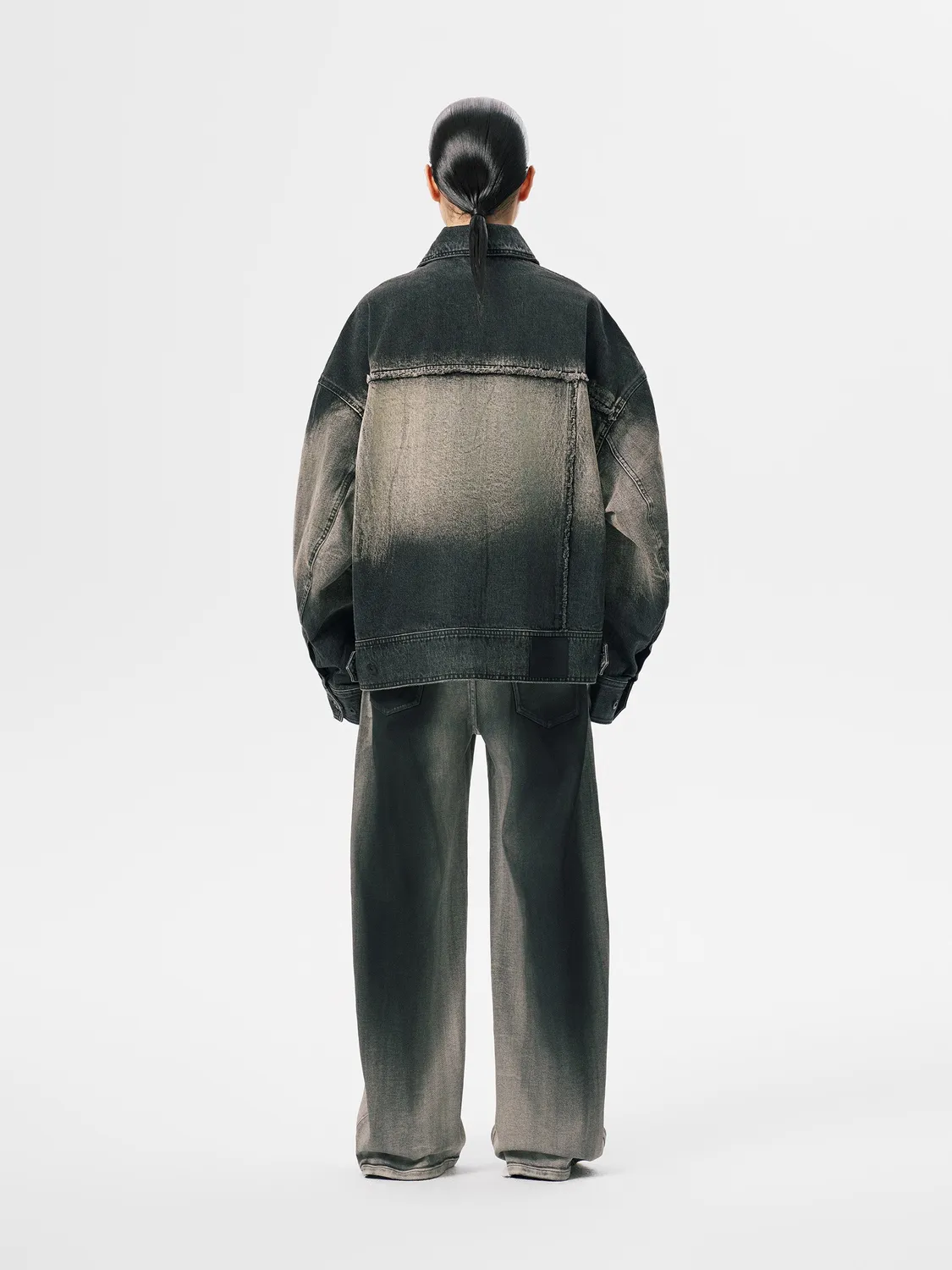 Feng Chen Wang Gradient denimjakke oversize hætte