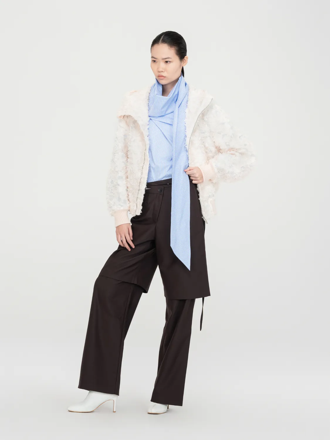 Feng Chen Wang jacquard hættejakke lyserød