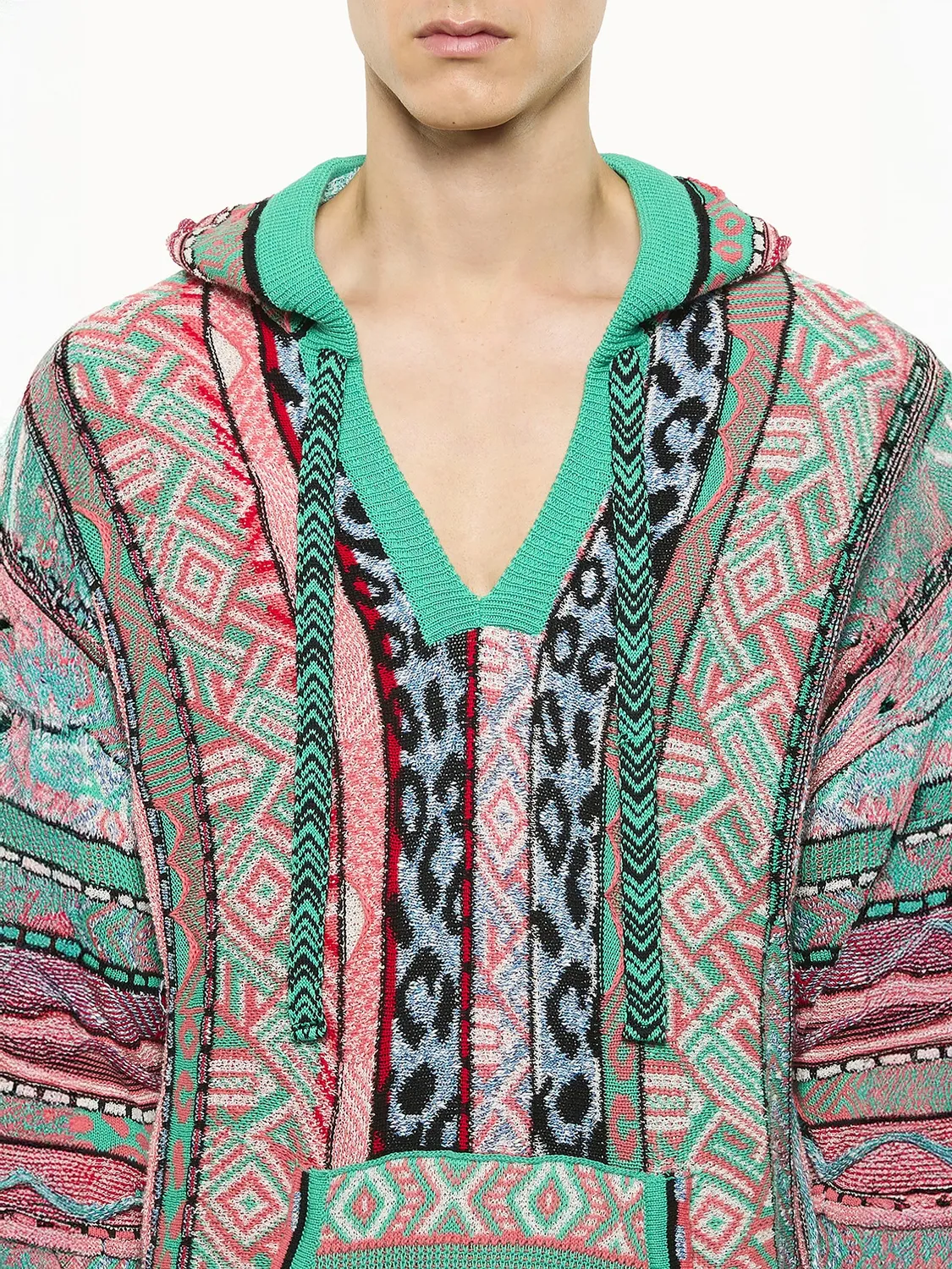 Laneus Jacquard hoodie emerald green bomuld